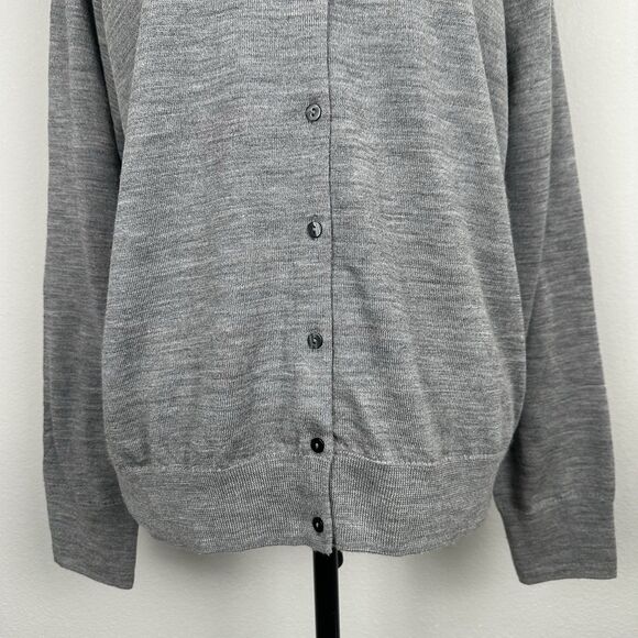 Muji Cardigan Womens Extra Large Grey 100% Wool Washable Japan Minimalist Casual - Picture 3 of 13